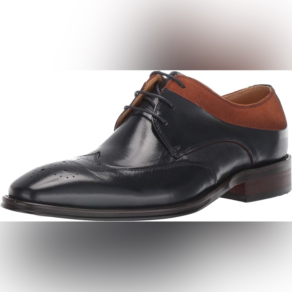 New Stacy Adams Hewlett Wingtip Oxford in Black Leather Size 8.5